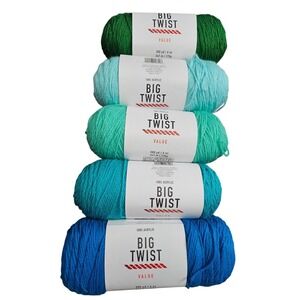 Big Twist Value Yarn Sapphire Teal Jade Green Blue Acrylic 380 Yds 6 Oz Skeins